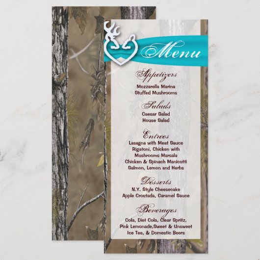 25 Menu Kaarten Jagen Herten Doe Buck Camo (Voorkant / Achterkant)