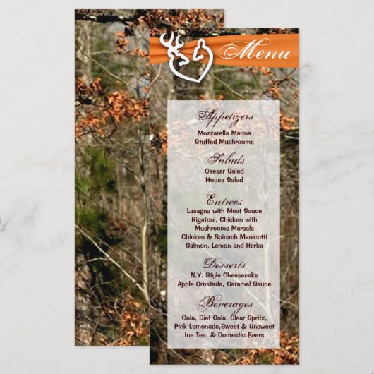 25 Menu Kaarten Jagen Herten Paar Doe Buck Camo (Voorkant / Achterkant)