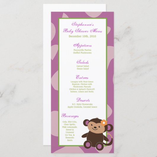 25 Menu Kaarten Jucana Paarse Dieren (Voorkant / Achterkant)