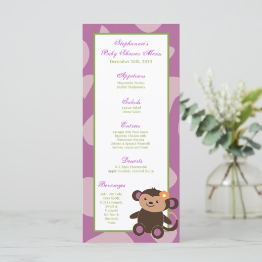 25 Menu Kaarten Jucana Paarse Dieren (Staand voorkant)