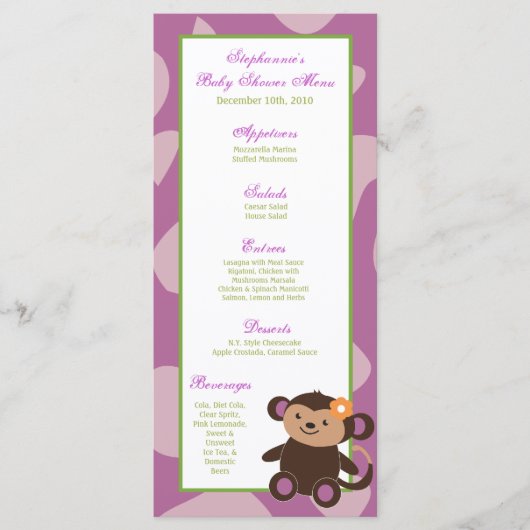 25 Menu Kaarten Jucana Paarse Dieren (Voorkant)