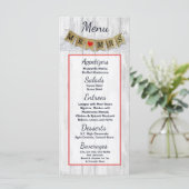 25 Menu Kaarten Jute Mr. en Mrs. Banner (Staand voorkant)