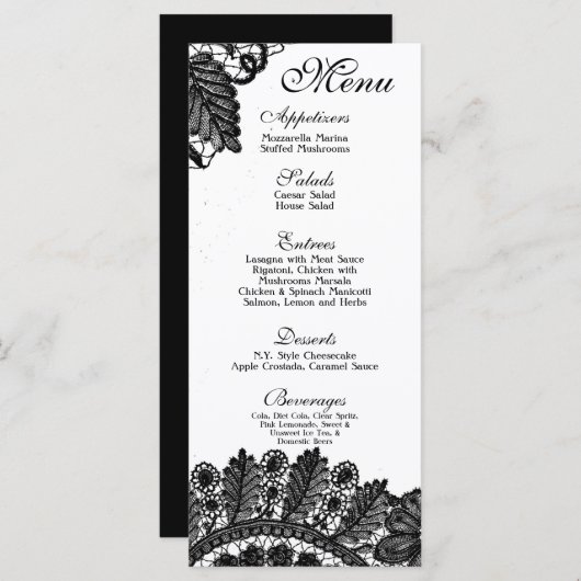 25 Menu Kaarten  Kant Applique Dollies Damask (Voorkant / Achterkant)