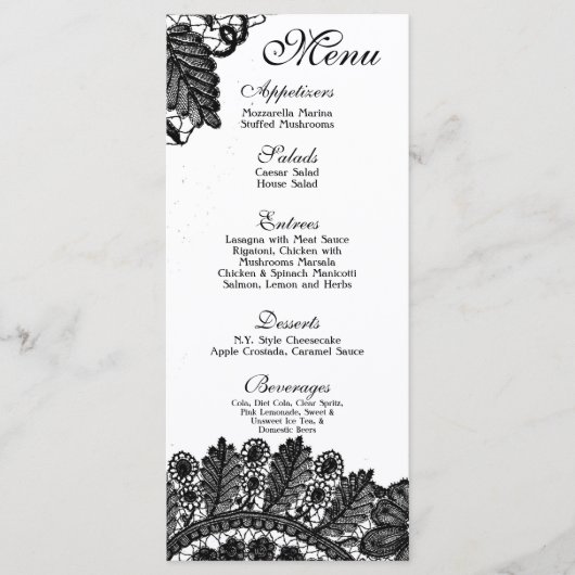 25 Menu Kaarten  Kant Applique Dollies Damask (Voorkant)