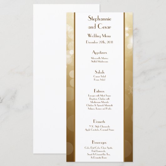 25 Menu Kaarten Kerst Kopervervaging (Voorkant / Achterkant)