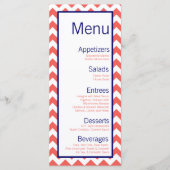 25 Menu Kaarten Koraal Navy Blue Chevron Naam Focu (Voorkant)
