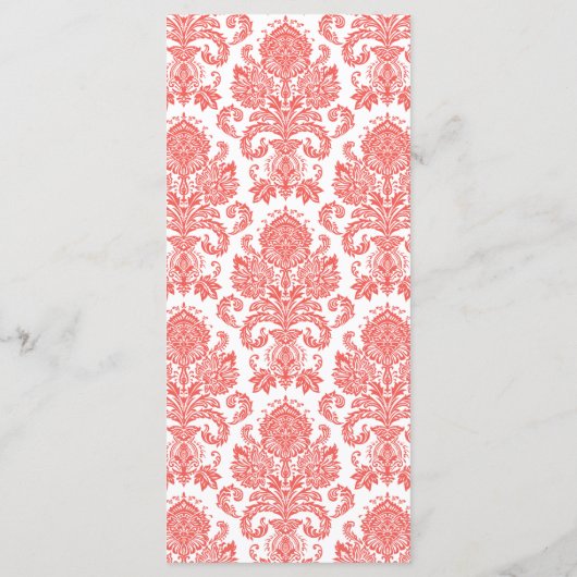 25 Menu Kaarten Koraal Roze Damask Lace Print Patt (Achterkant)
