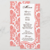 25 Menu Kaarten Koraal Roze Damask Lace Print Patt (Voorkant / Achterkant)