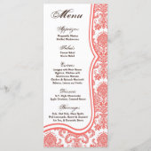 25 Menu Kaarten Koraal Roze Damask Lace Print Patt (Voorkant)