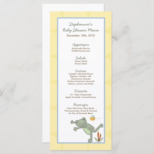 25 Menu Kaarten Leap Frog Turtle Bee Dragonfly Pon (Voorkant / Achterkant)