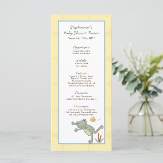 25 Menu Kaarten Leap Frog Turtle Bee Dragonfly Pon (Staand voorkant)