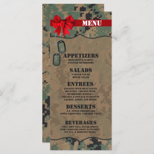 25 Menu Kaarten Marine DIGITAL PRINT Uniform Camo (Voorkant / Achterkant)