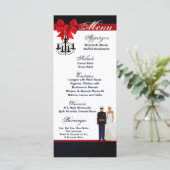 25 Menu Kaarten Marine Hispanic Uniform Groom Brid (Staand voorkant)