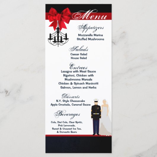 25 Menu Kaarten Marine Uniform Groom Bruid Jurk Bl (Voorkant)