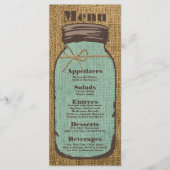 25 Menu Kaarten Mason Jar Burlap Country Rustic Po (Voorkant)