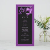 25 Menu Kaarten Mis XV Paarse Lila Zwarte Partij (Staand voorkant)