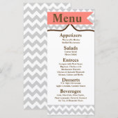 25 Menu Kaarten Modern Chevron Stripe Coral Zig Za (Voorkant / Achterkant)