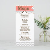 25 Menu Kaarten Modern Chevron Stripe Coral Zig Za (Staand voorkant)