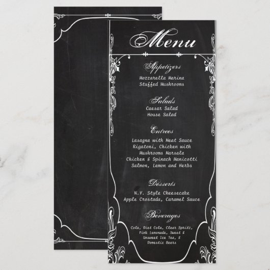 25 Menu Kaarten Modern Krijtbord Victoriaans (Voorkant / Achterkant)