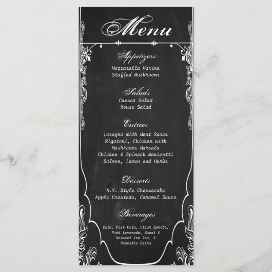 25 Menu Kaarten Modern Krijtbord  Victoriaans (Voorkant)