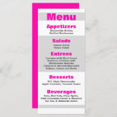 25 Menu Kaarten Modern Neon Stripe Roze jaren 80 R (Voorkant / Achterkant)