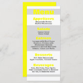 25 Menu Kaarten Modern Neon Stripe Yellow 80s Retr (Voorkant / Achterkant)
