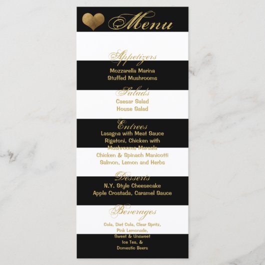 25 Menu Kaarten Modern Stripe Zwart Wit Contempora (Voorkant)
