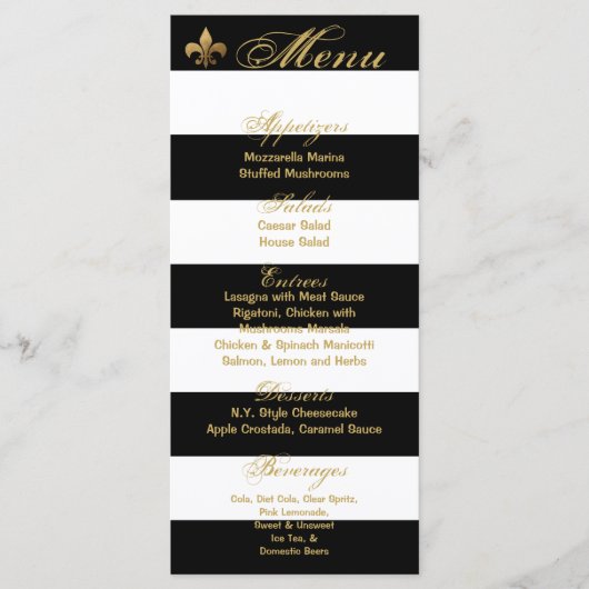 25 Menu Kaarten Modern Stripe Zwart Wit Contempora (Voorkant)