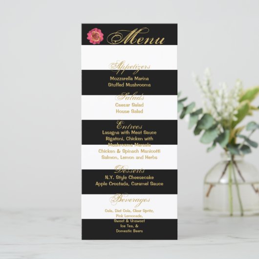 25 Menu Kaarten Modern Stripe Zwart Wit Contempora (Staand voorkant)