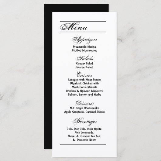 25 Menu Kaarten Moderne Typografie Krantenpapier Z (Voorkant / Achterkant)