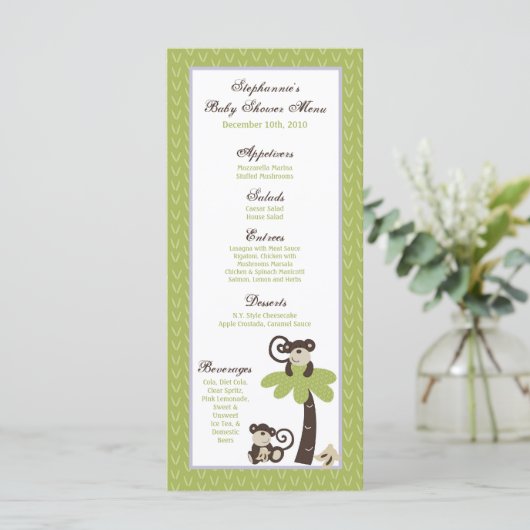 25 Menu Kaarten Monkey Time Zoo Animal (Staand voorkant)