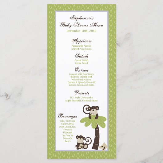 25 Menu Kaarten Monkey Time Zoo Animal (Voorkant)