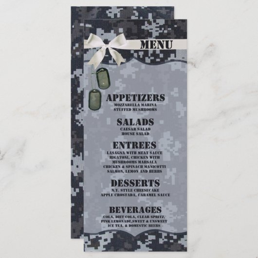 25 Menu Kaarten Navy DIGITAL PRINT Uniform Camo Ca (Voorkant / Achterkant)