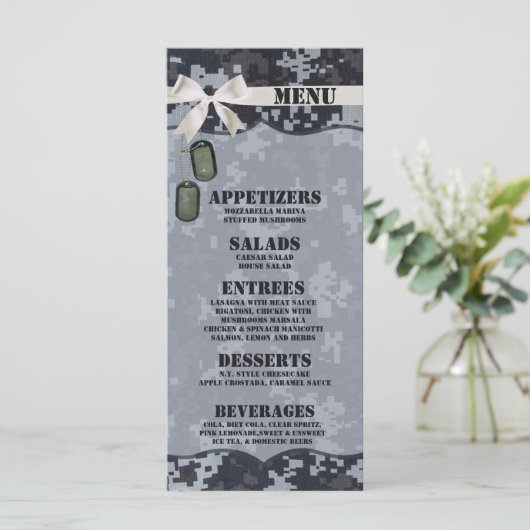 25 Menu Kaarten Navy DIGITAL PRINT Uniform Camo Ca (Staand voorkant)