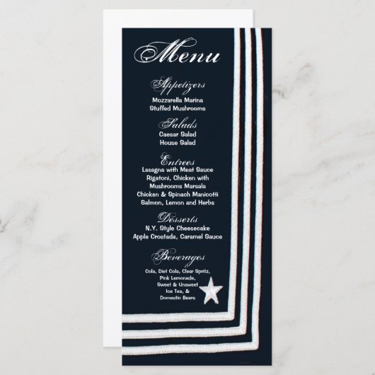 25 Menu Kaarten Navy Zomerjurk Blues Uniform (Voorkant / Achterkant)