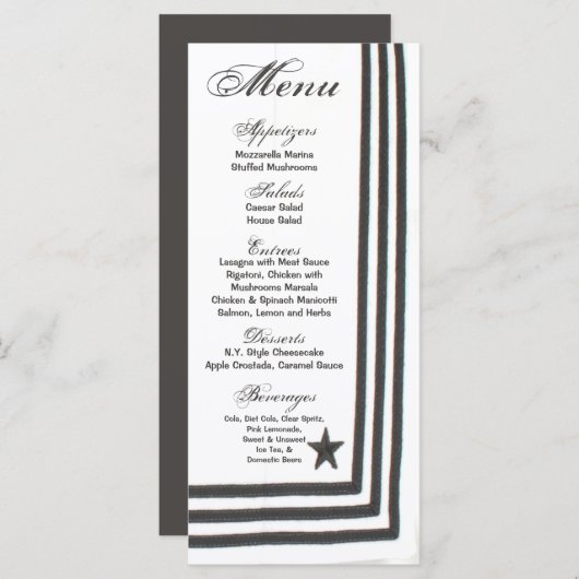25 Menu Kaarten Navy Zomerjurk Wit Uniform (Voorkant / Achterkant)