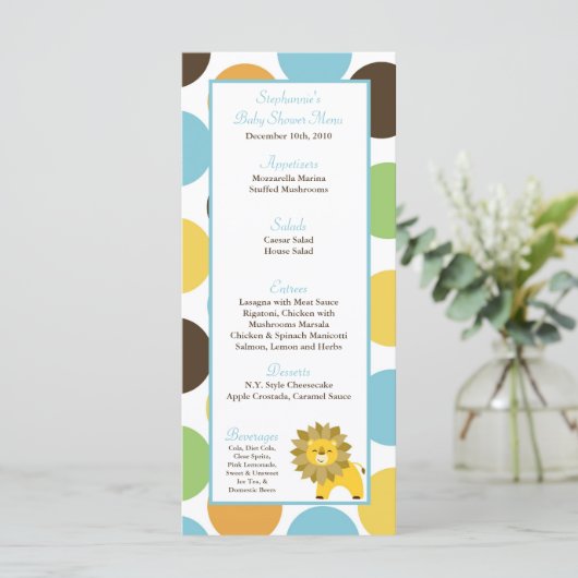 25 Menu Kaarten Oerwoud King Lion Safari Zoo Anima (Staand voorkant)