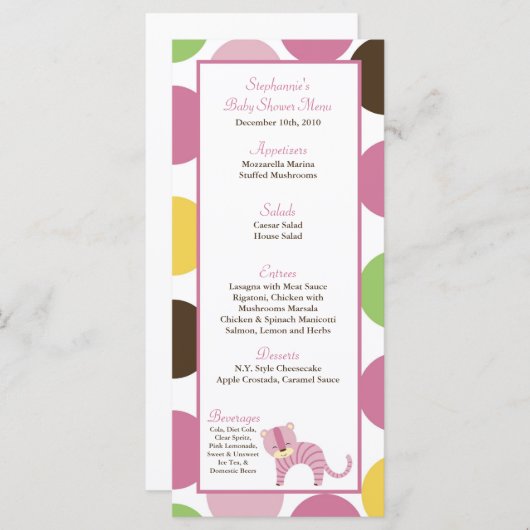 25 Menu Kaarten Oerwoud Queen Tiger Safari Zoo Ani (Voorkant / Achterkant)