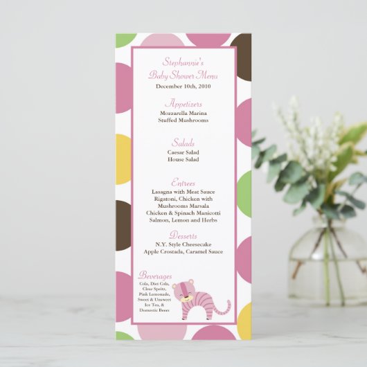 25 Menu Kaarten Oerwoud Queen Tiger Safari Zoo Ani (Staand voorkant)