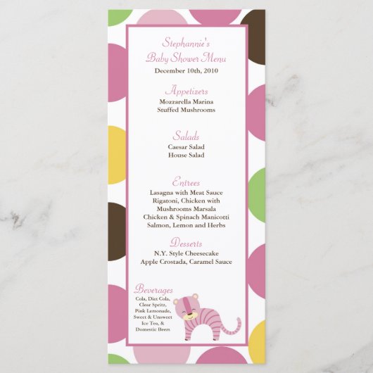 25 Menu Kaarten Oerwoud Queen Tiger Safari Zoo Ani (Voorkant)