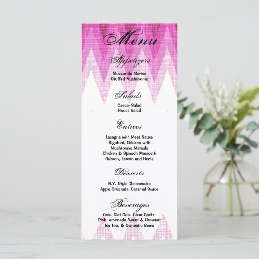 25 Menu Kaarten Ombre Roze Chevron (Staand voorkant)