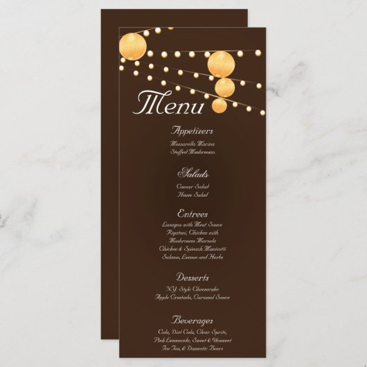 25 Menu Kaarten Papieren Lantaarns op Bruin Chinee (Voorkant / Achterkant)