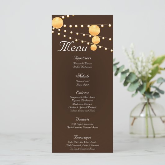 25 Menu Kaarten Papieren Lantaarns op Bruin Chinee (Staand voorkant)