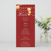 25 Menu Kaarten Papieren Lantaarns op Rood Chinees (Staand voorkant)