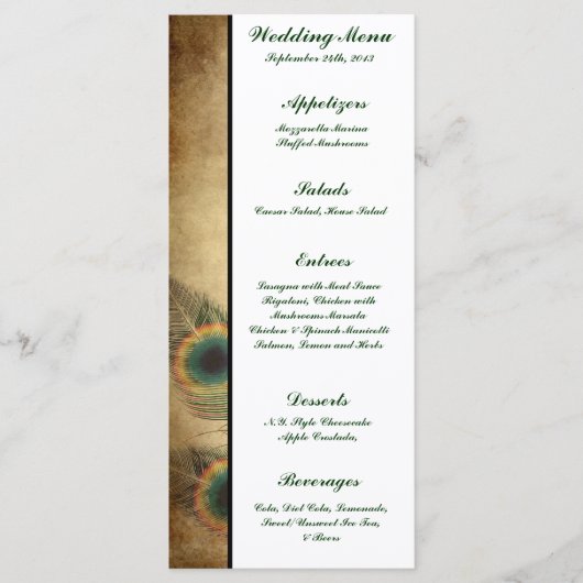 25 Menu Kaarten Pauw Groen (Voorkant)