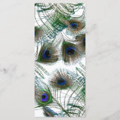 25 Menu Kaarten Pauw Veren Blauw/Groen Elegant (Achterkant)