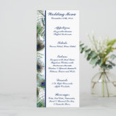 25 Menu Kaarten Pauw Veren Blauw/Groen Elegant (Staand voorkant)