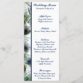 25 Menu Kaarten Pauw Veren Blauw/Groen Elegant (Voorkant)