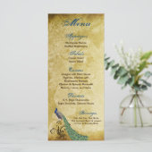 25 Menu Kaarten Pauw  Veren Vogel (Staand voorkant)