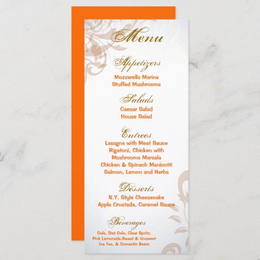 25 Menu Kaarten Peacock Herfst Filigraan Herfstwer (Voorkant / Achterkant)